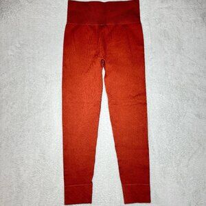 NWT Madewell MWL Seamless Leggings Womens Size S-M Rust Orange Ribbed Activewear